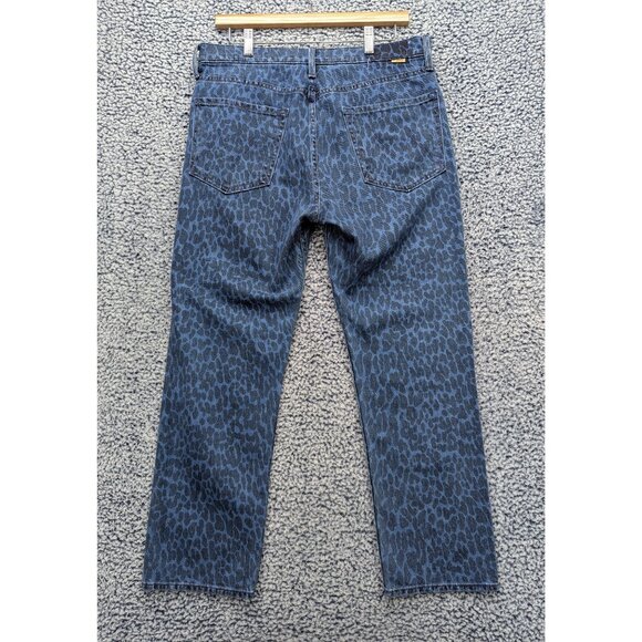 Mother Superior The Tomcat Ankle Sinister Blue Jeans Womens 32 Leopard Crop - Picture 2 of 16